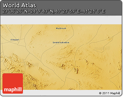 Physical 3D Map of the Area around 23° 53' 5" N, 40° 52' 30" E