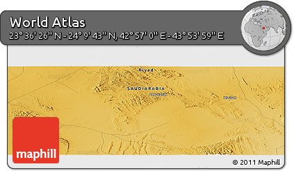 Physical Panoramic Map of the Area around 23° 53' 5" N, 43° 25' 29" E