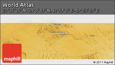 Physical Panoramic Map of the Area around 23° 53' 5" N, 43° 25' 29" E