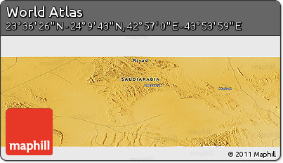 Physical Panoramic Map of the Area around 23° 53' 5" N, 43° 25' 29" E