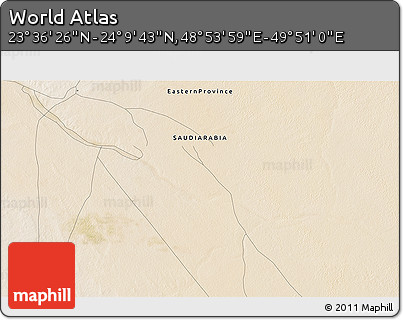 Satellite 3D Map of the Area around 23° 53' 5" N, 49° 22' 30" E