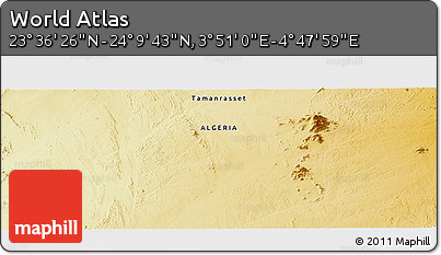 Physical Panoramic Map of the Area around 23° 53' 5" N, 4° 19' 30" E