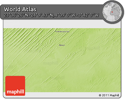 Physical 3D Map of the Area around 23° 53' 5" N, 4° 10' 30" W