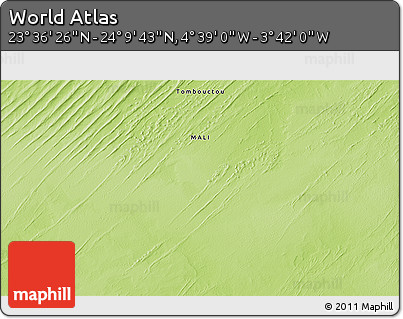 Physical 3D Map of the Area around 23° 53' 5" N, 4° 10' 30" W