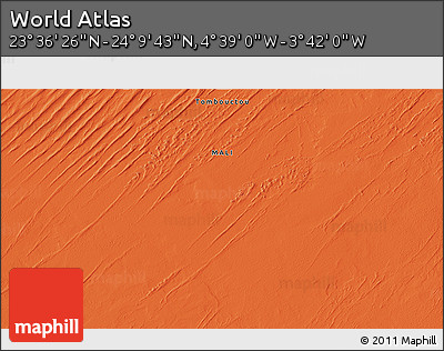 Political 3D Map of the Area around 23° 53' 5" N, 4° 10' 30" W