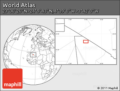 Blank Location Map of the Area around 23° 53' 5" N, 4° 10' 30" W