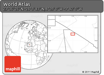 Blank Location Map of the Area around 23° 53' 5" N, 4° 10' 30" W