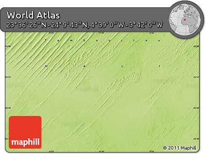 Physical Map of the Area around 23° 53' 5" N, 4° 10' 30" W
