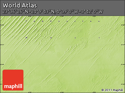Physical Map of the Area around 23° 53' 5" N, 4° 10' 30" W