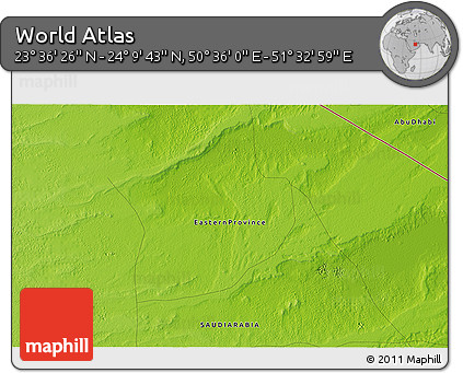 Physical 3D Map of the Area around 23° 53' 5" N, 51° 4' 30" E