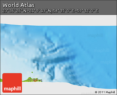 Physical 3D Map of the Area around 23° 53' 5" N, 58° 43' 30" E