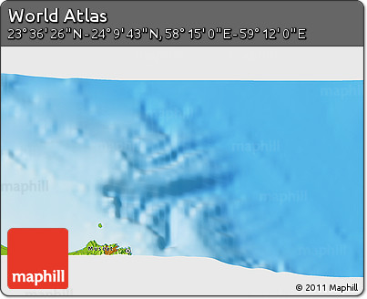 Physical 3D Map of the Area around 23° 53' 5" N, 58° 43' 30" E