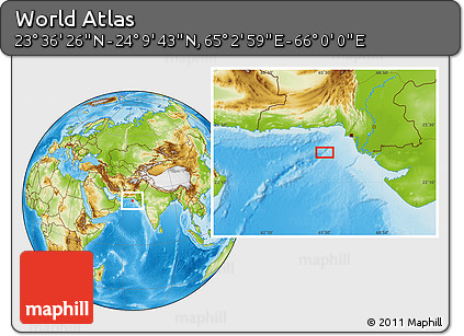 Physical Location Map of the Area around 23° 53' 5" N, 65° 31' 30" E