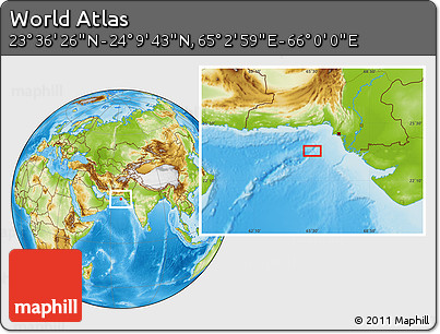 Physical Location Map of the Area around 23° 53' 5" N, 65° 31' 30" E