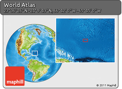Physical Location Map of the Area around 23° 53' 5" N, 66° 13' 29" W