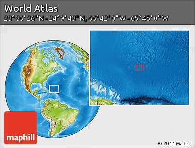 Physical Location Map of the Area around 23° 53' 5" N, 66° 13' 29" W