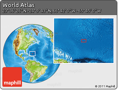 Physical Location Map of the Area around 23° 53' 5" N, 66° 13' 29" W
