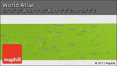 Physical Panoramic Map of the Area around 23° 53' 5" N, 71° 28' 29" E