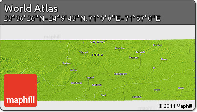 Physical Panoramic Map of the Area around 23° 53' 5" N, 71° 28' 29" E
