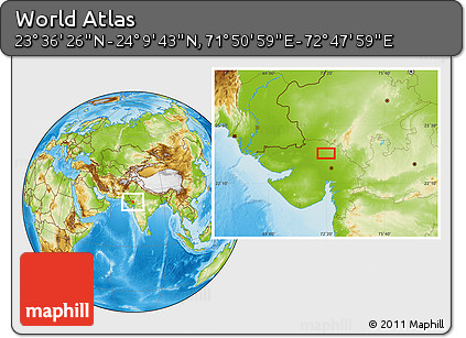 Physical Location Map of the Area around 23° 53' 5" N, 72° 19' 29" E