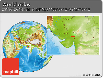 Physical Location Map of the Area around 23° 53' 5" N, 72° 19' 29" E