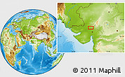 Physical Location Map of the area around 23° 53' 5" N, 72° 19' 29" E