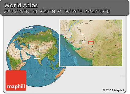 Satellite Location Map of the Area around 23° 53' 5" N, 72° 19' 29" E