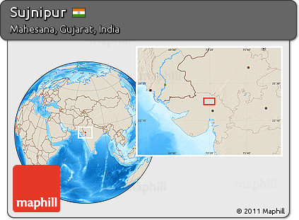 Shaded Relief Location Map of Sujnipur