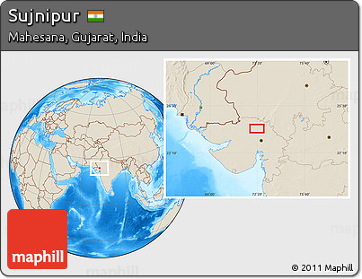 Shaded Relief Location Map of Sujnipur