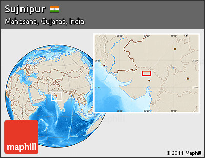 Shaded Relief Location Map of Sujnipur