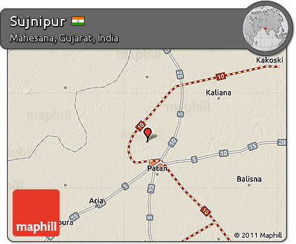 Shaded Relief Map of Sujnipur