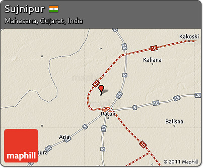 Shaded Relief Map of Sujnipur