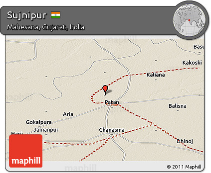 Shaded Relief Panoramic Map of Sujnipur