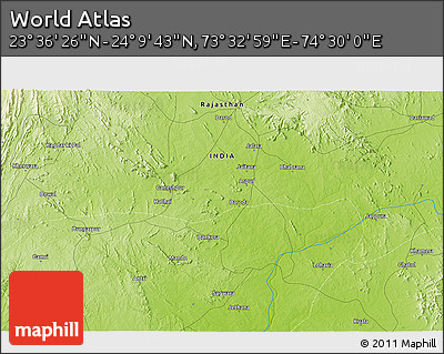 Physical 3D Map of the Area around 23° 53' 5" N, 74° 1' 30" E