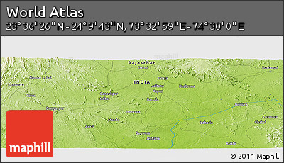 Physical Panoramic Map of the Area around 23° 53' 5" N, 74° 1' 30" E