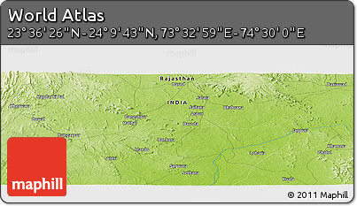 Physical Panoramic Map of the Area around 23° 53' 5" N, 74° 1' 30" E