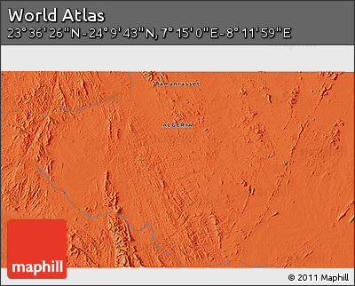 Political 3D Map of the Area around 23° 53' 5" N, 7° 43' 29" E