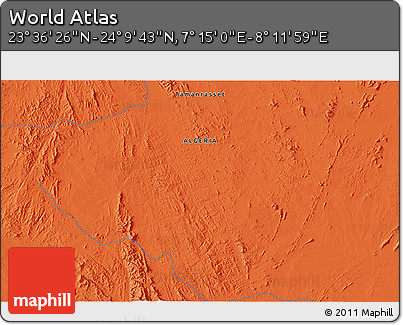 Political 3D Map of the Area around 23° 53' 5" N, 7° 43' 29" E