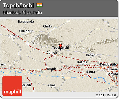 Shaded Relief Panoramic Map of Topchānchi