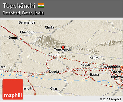 Shaded Relief Panoramic Map of Topchānchi