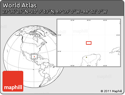 Blank Location Map of the Area around 23° 53' 5" N, 89° 10' 30" W