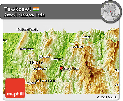 Physical Panoramic Map of Tawkzawl