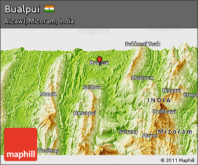 Physical Panoramic Map of Bualpui