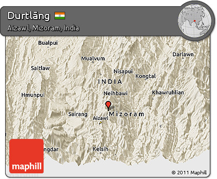 Shaded Relief Panoramic Map of Durtlāng