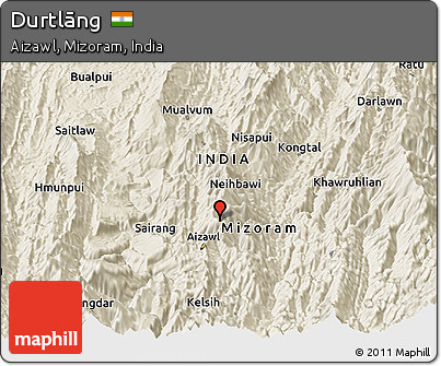 Shaded Relief Panoramic Map of Durtlāng