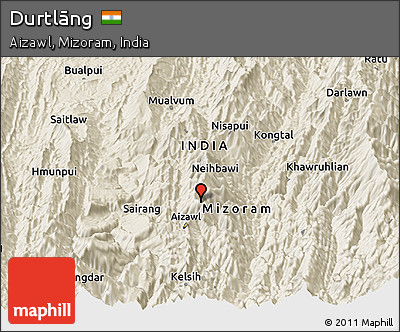 Shaded Relief Panoramic Map of Durtlāng