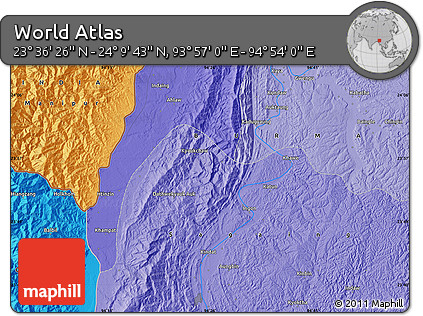 Political Map of the Area around 23° 53' 5" N, 94° 25' 30" E
