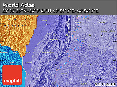 Political Map of the Area around 23° 53' 5" N, 94° 25' 30" E
