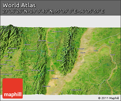 Satellite 3D Map of the Area around 23° 53' 5" N, 96° 7' 30" E
