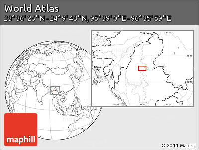 Blank Location Map of the Area around 23° 53' 5" N, 96° 7' 30" E